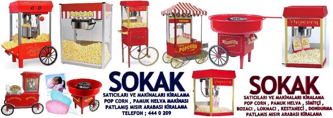 Sokak Satıcıları Pamuk Helva Popcorn Mısır Patlatma Arabası Kiralama